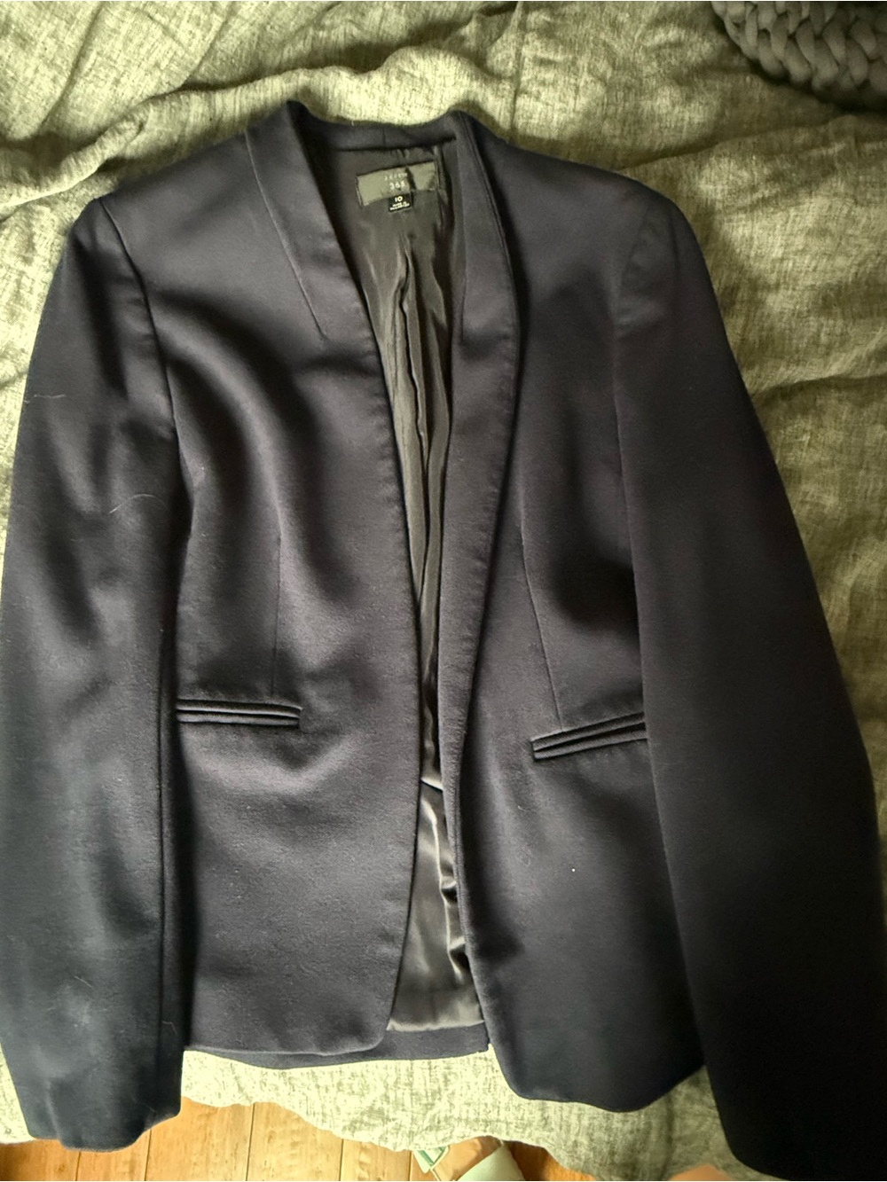 Tailored Navy Blazer with Shawl Collar